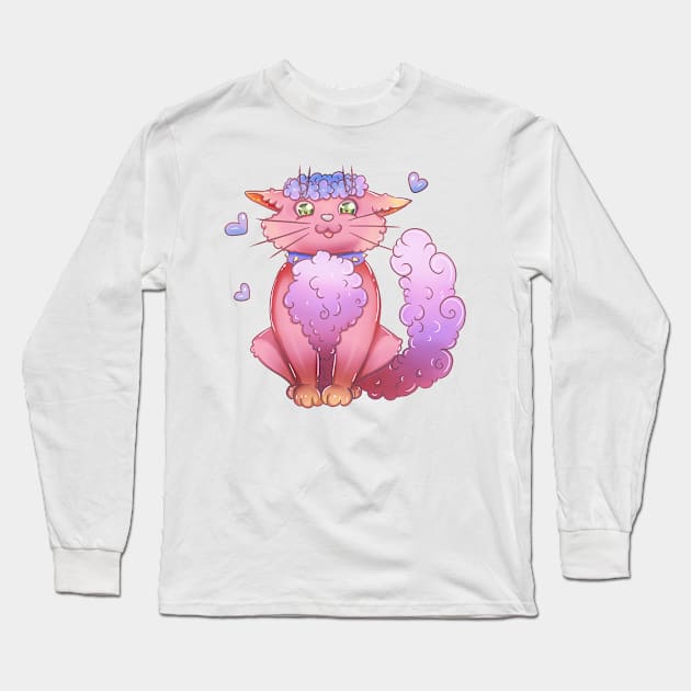 Pink Cat Long Sleeve T-Shirt by Juame
